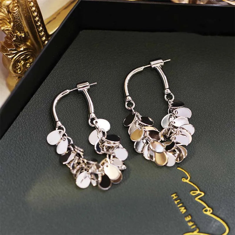 Long Tassel Drop Earrings — Metal Statement Jewellery for Women