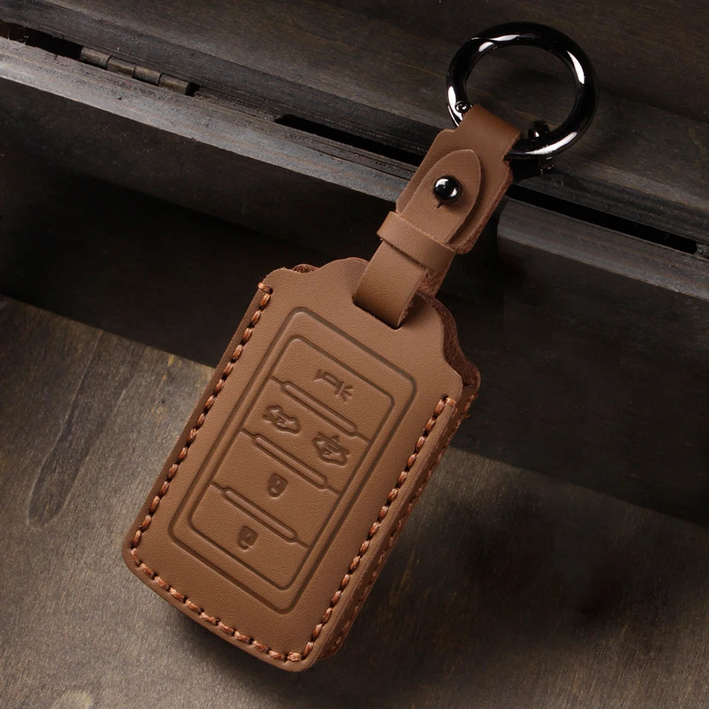 Leather Key Fob Cover for Dodge RAM 1500/2500 TRX, Jeep Grand Cherokee, Chrysler