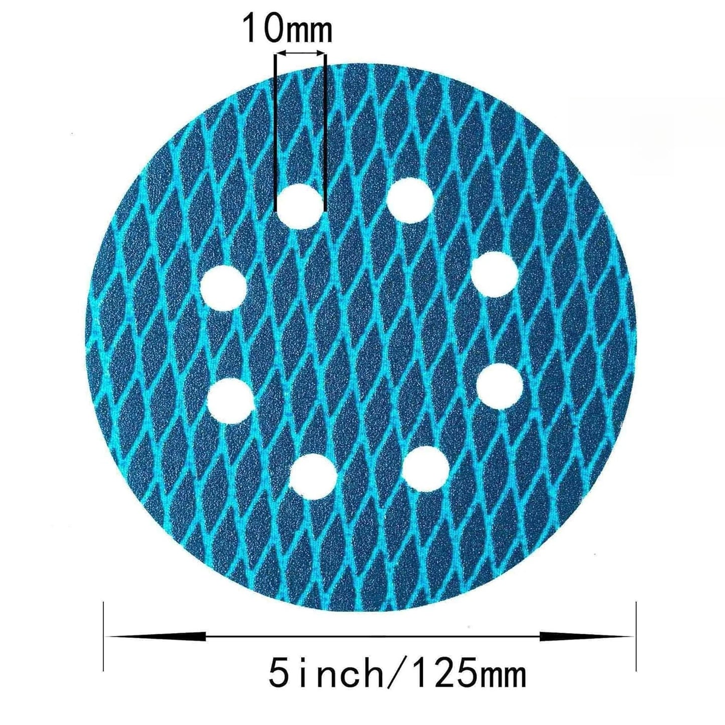 10pcs Sander Sandpaper 5 Inch 8 Hole Sanding Disc Hook  Pads Sand Paper for Wood Metal Blue Aluminum Oxide Anti Blocking Discs