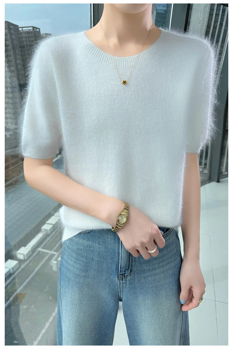 Women's Short Sleeve Knit Sweater Top