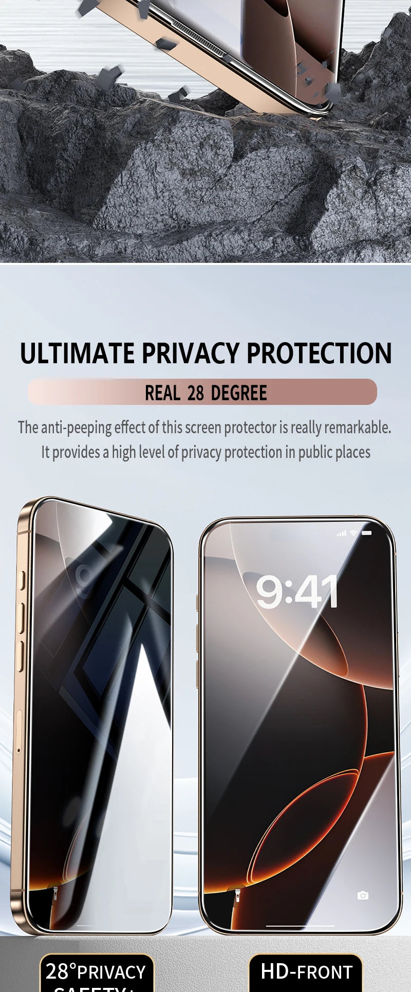 2PCS HD Tempered Glass Dust Free Install Box Protector For IPhone 16 15 14 13 12 11 Plus ProMax X XS XsMax XR Anti Peeping Film