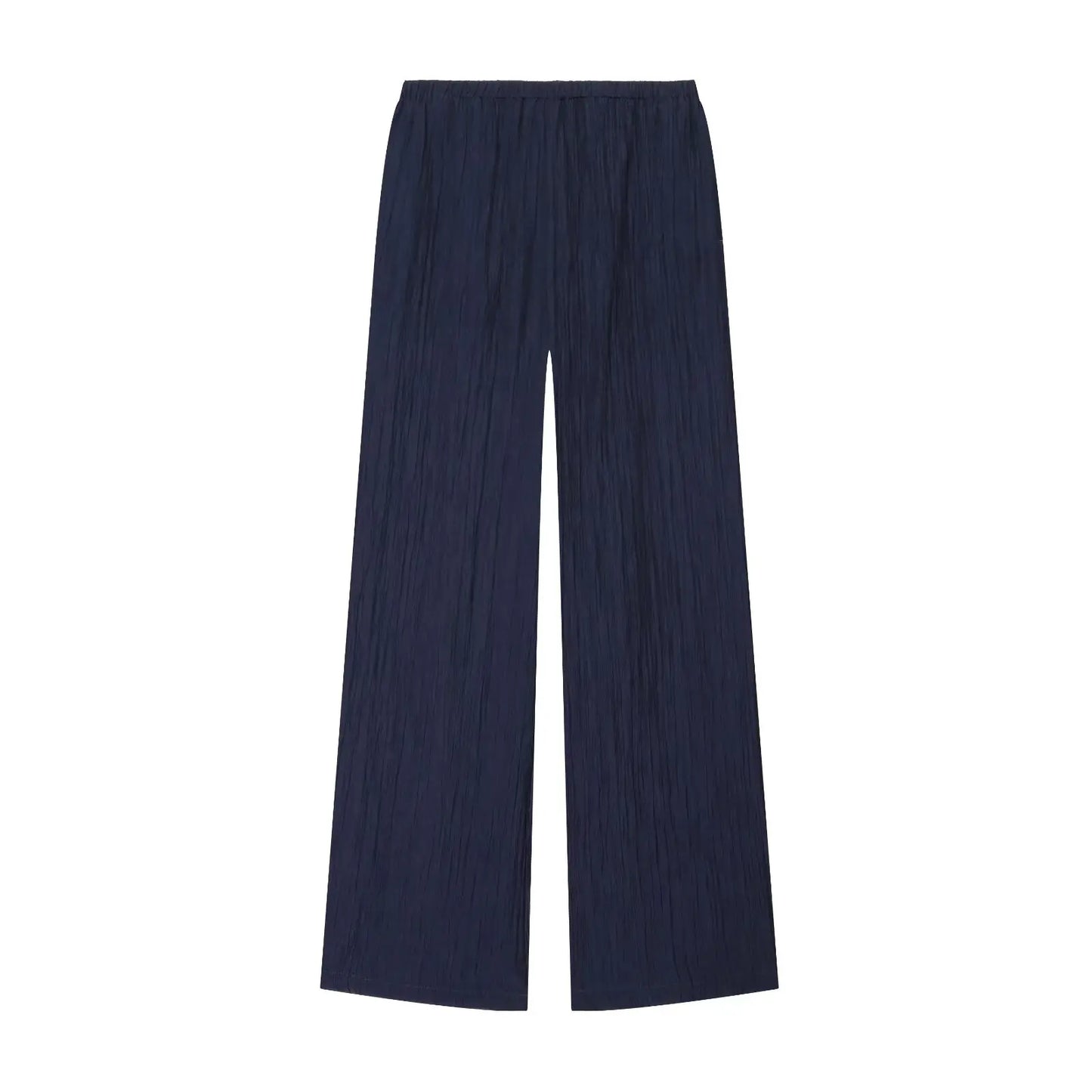 Solid V-Neck Lace-Up Top & Wide-Leg Pants Set — 2-Piece