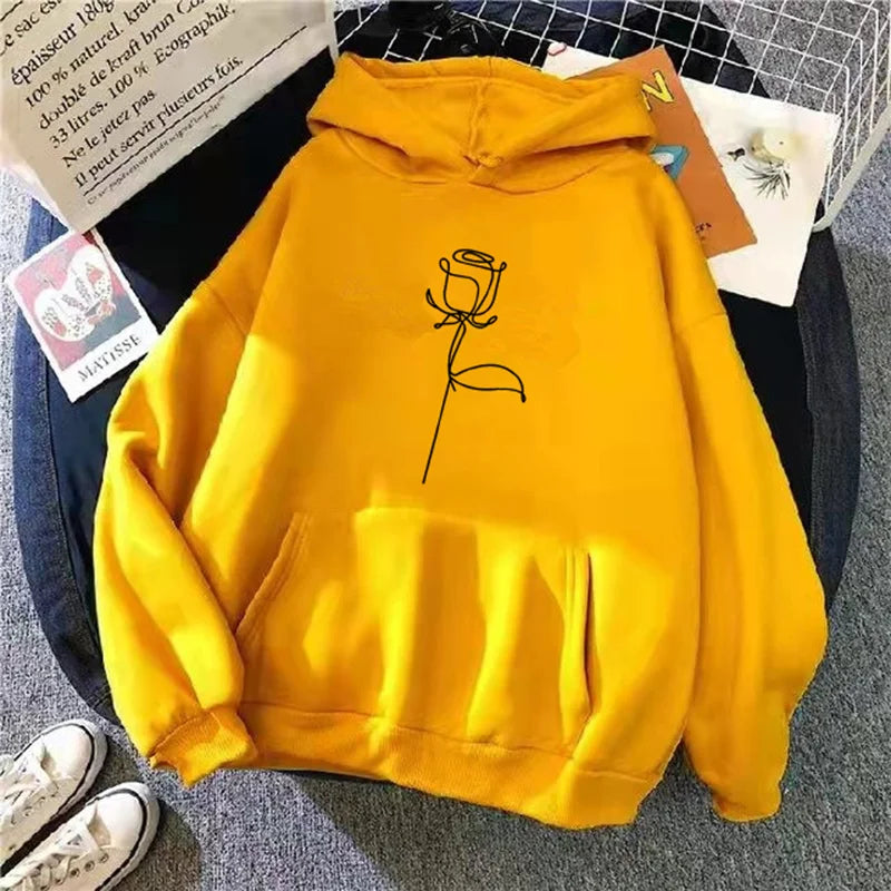 Women's Flower Print Hoodie - Thick Pullover Sweatshirt - photo 8