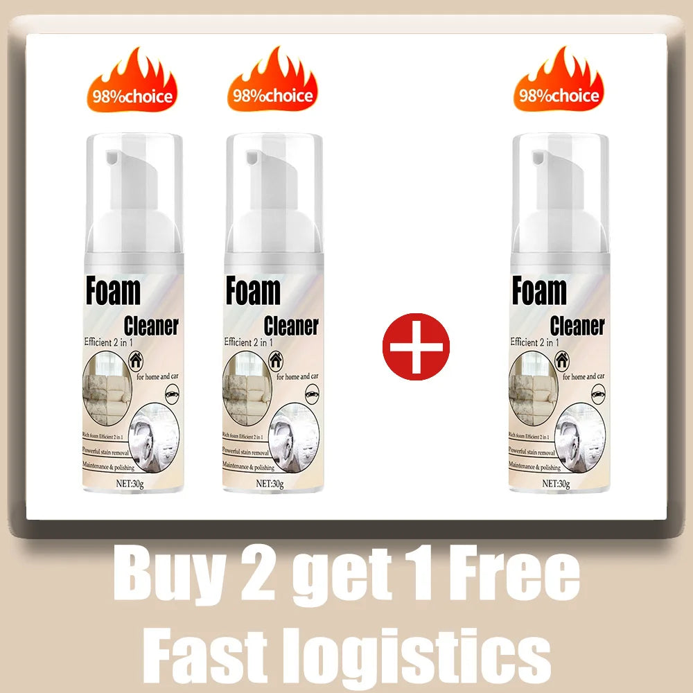 Multifunctional Foam Cleaner Spray – Car Interior, Leather Seat, Sofa & Home Stain Remover | 30g (1–22pc)