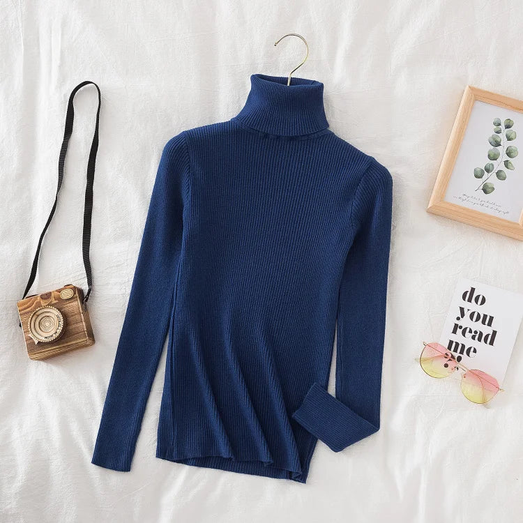 Women's Soft Turtleneck Sweater — Cotton Blend Knit