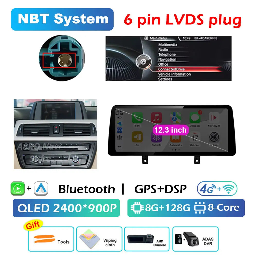 Wireless CarPlay & Android Auto Retrofit Module, Compatible with BMW 3 4 Series F30 F32 (NBT EVO)