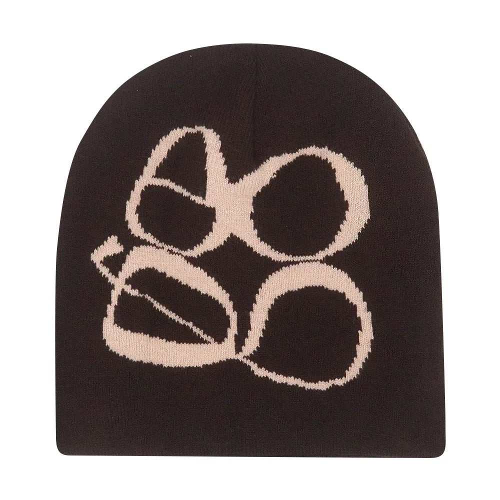 Y2K Letter Knit Beanie, Warm Ski Hat