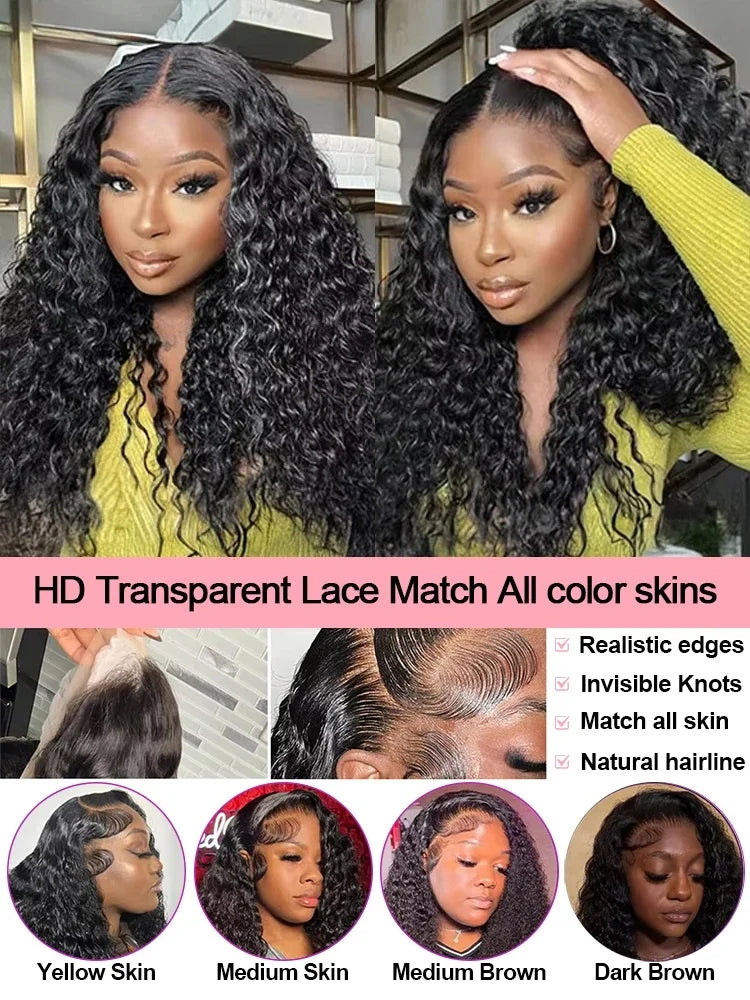 40 Inch Water Wave HD Lace Front Wig - Deep Wave Human Hair