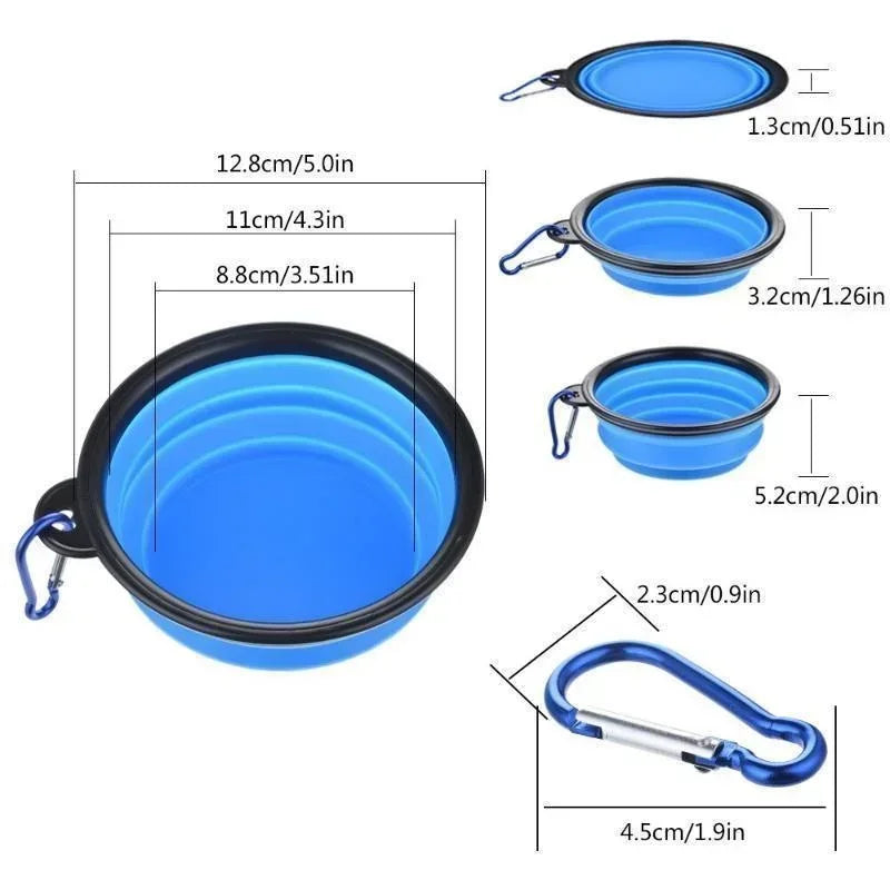 350ML Dog Food Bowl Feeder Cat Drinking Water Folding Silicone Pet Travel Bowls Foldable Cup Dish With Carabiner Pet Supplies
