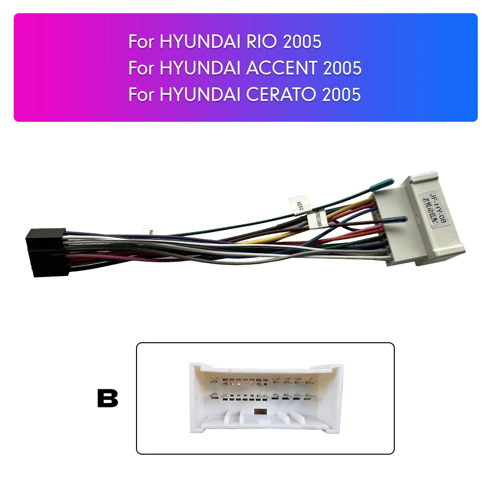 Power/Wiring Harness for Android Car Stereo Head Units — Plug-and-Play, Fits Many Hyundai & Kia Models