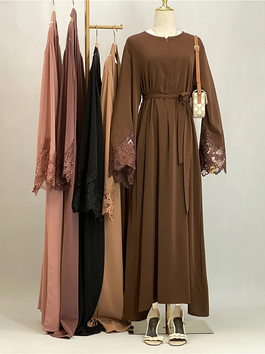 Ramadan Lace Abaya Dubai Luxury Muslim Women Maxi Dress Kebaya Caftan Marocain Femme Modest Robe Islam Clothing Kaftan Vestido