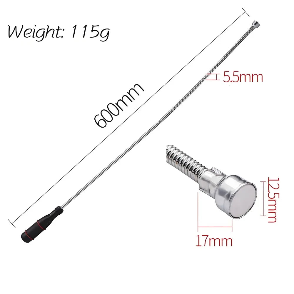 Flexible Magnetic Pickup Tool with Strong Suction Rod - Bendable for Auto Repair/Sink Drain & Multi-Purpose Use