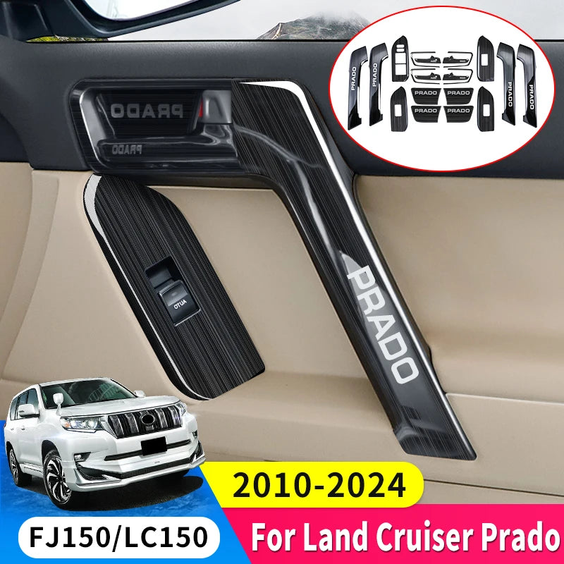 For Toyota Land Cruiser Prado 150 2010-2024 2023 2022 Car Door Handle Decorative Glass Switch Button LC150 Interior Accessories