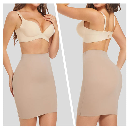 Women's Seamless Above Knee Half Slip Underskirt Tummy Control - photo 2