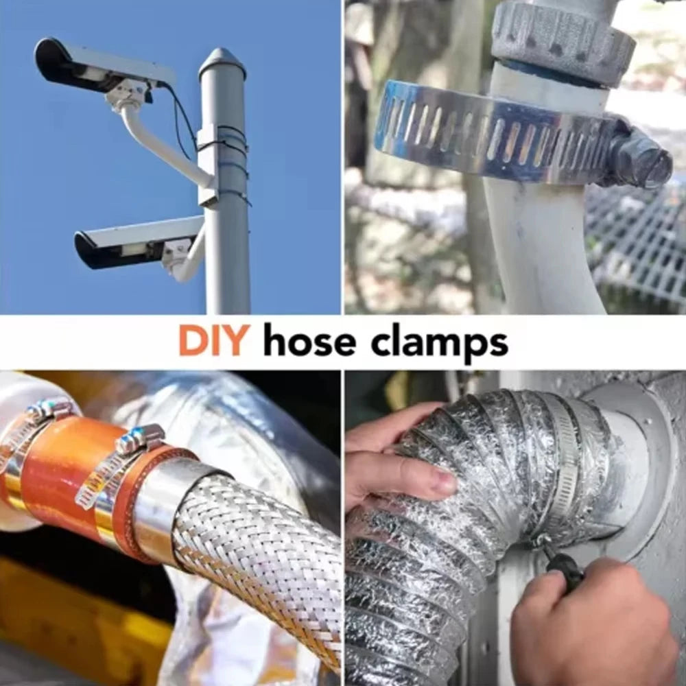 High Quality 11.5FT Adjustable Large Hose Clamps Multi-function Parts Worm Gear Stainless Steel Clamp +8 Fastener Durable