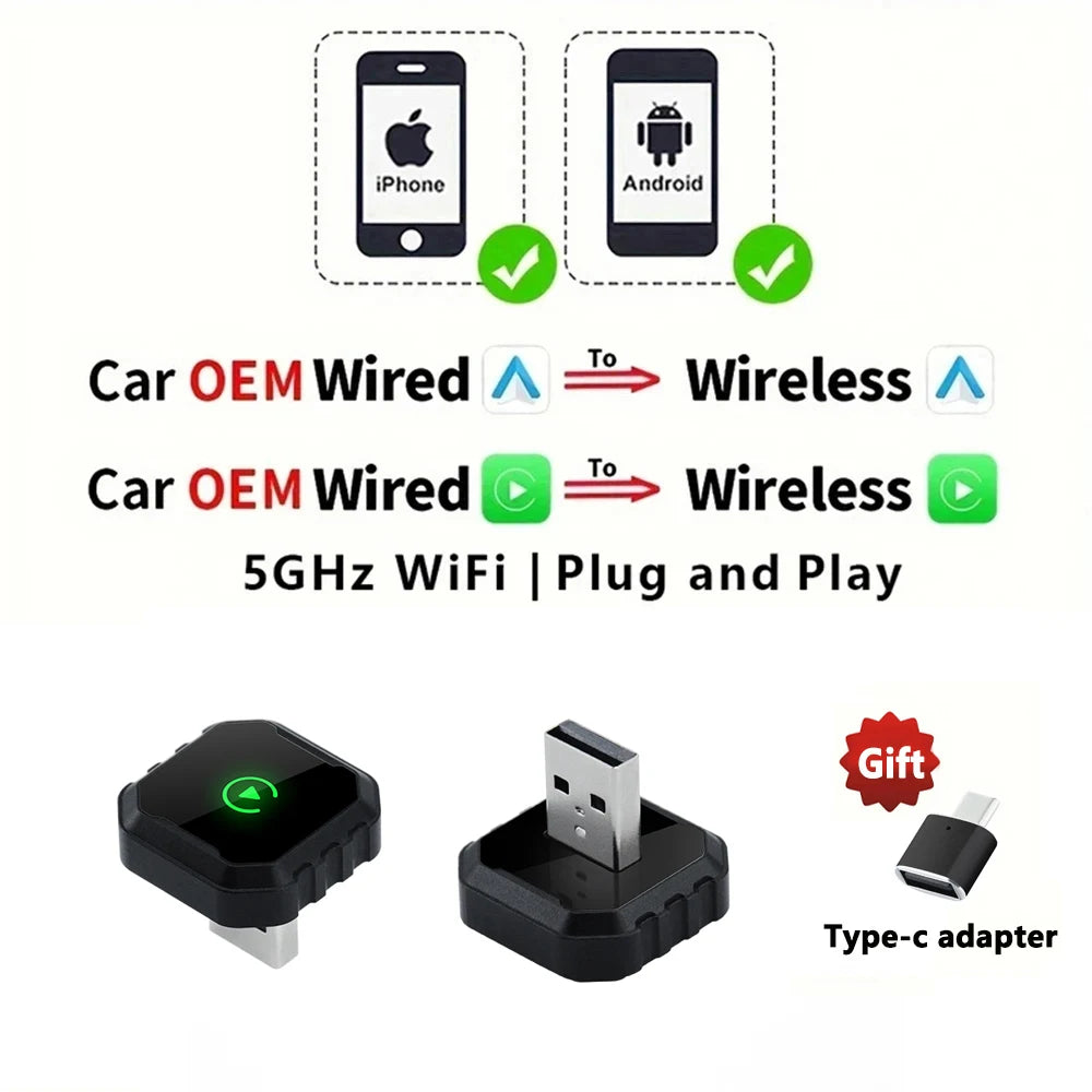 EKIY 2-in-1 AI Smart Box — Wired to Wireless CarPlay Dongle & Android Auto Adapter