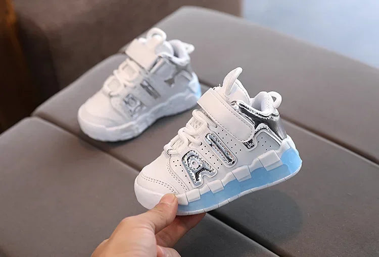 Colorful Letter Pattern Hook Loop Children Sports Shoes Breathable Comfortable Casual Sneakers Kids Outdoor Non Slip Fashion