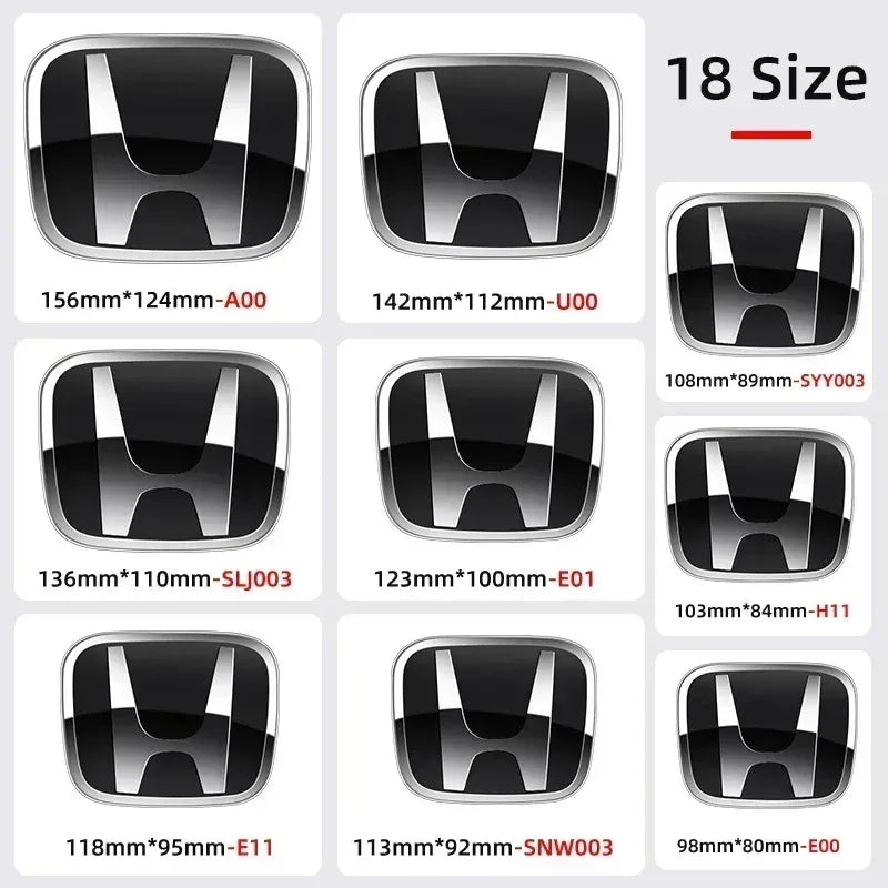 Car Hood Front Grill Rear Trunk H Emblem Logo Sticker For Honda Civic Fit Jazz Accord CRV HRV City Odyssey Passport Pilot Vezel