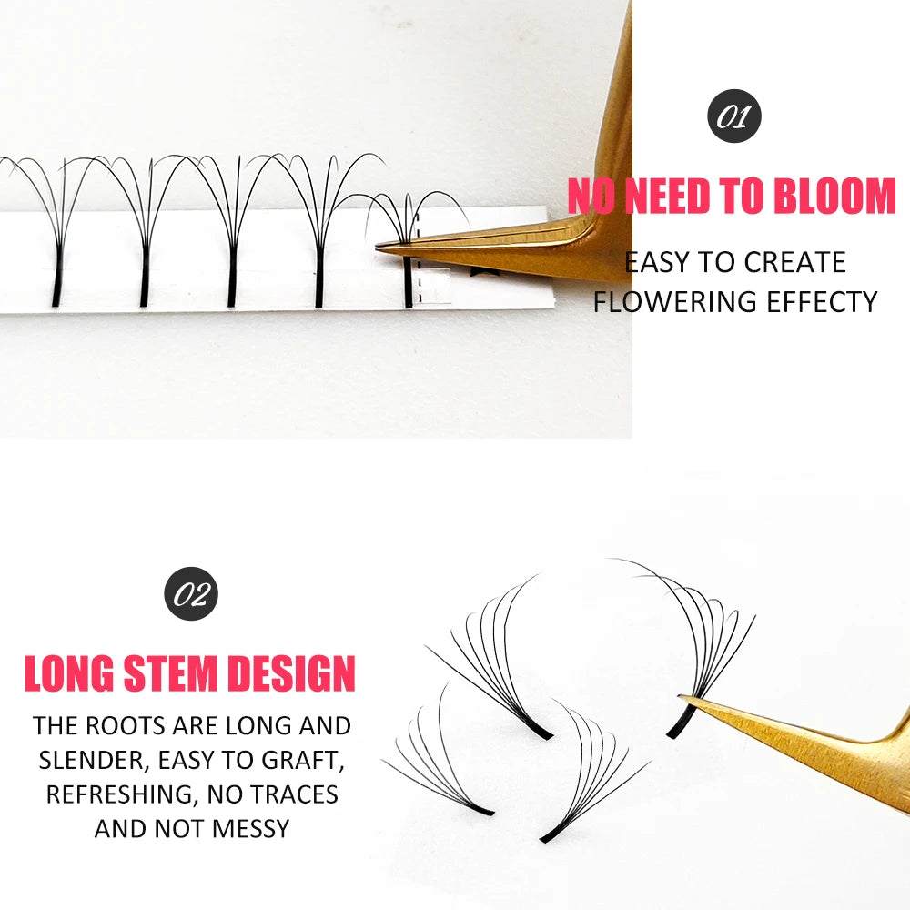 Abonnie 3D/4D/5D/6D Premade Volume Fans Fluffy Lashes Long Stem Russian Volume Eyelashes Extension All Size Fans