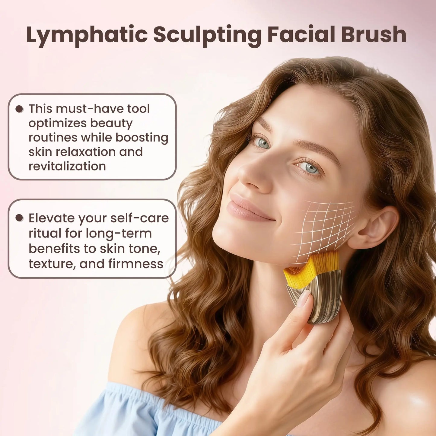 1 PCS Lymphatic Contour Face Brush with Storage Box Lymphatic Drainage Brush for Face Chin & Neck