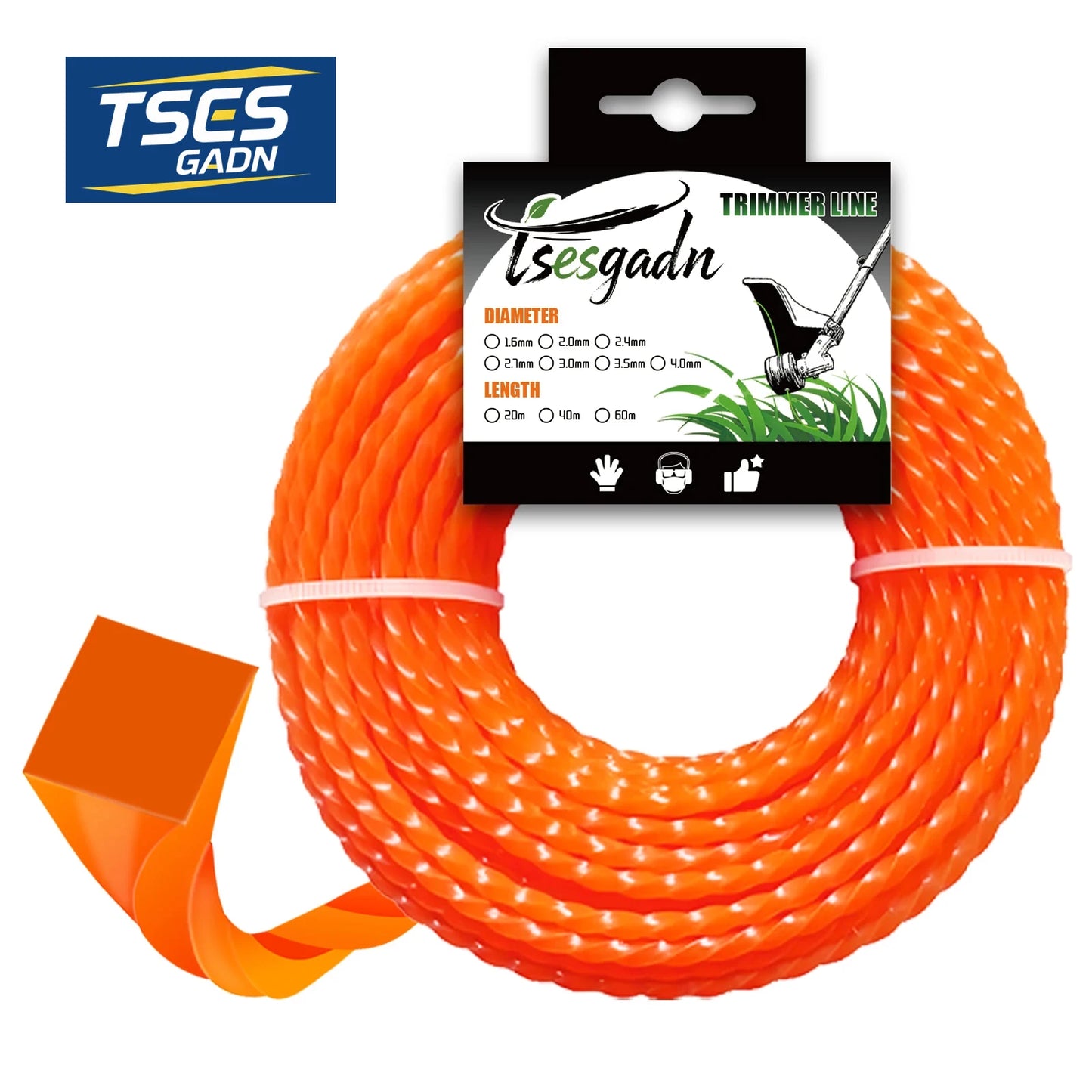 TSES 15m～116m Mowing Nylon Grass Twisted Trimmer Line 1.6mm～4.0mm Brush Cutter Strimmer Line High-Efficiency Brushcutter Line