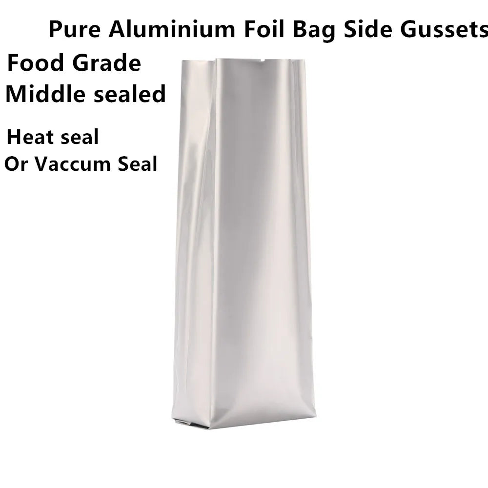 100pcs Aluminum Foil Zip Lock Bags – Food Grade Silvery Mylar Resealable Pouches for Snacks, Herbs & Gift Packaging