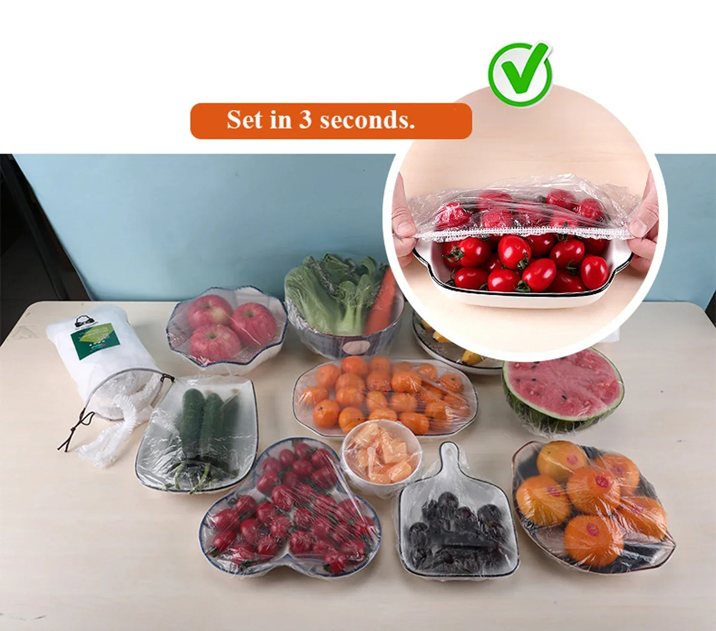 Reusable Disposable Food Cover Plastic Wrap Durable Elastic Food Lids for Bowls Elastic Plate Covers For Kitchen Food Saver Bag