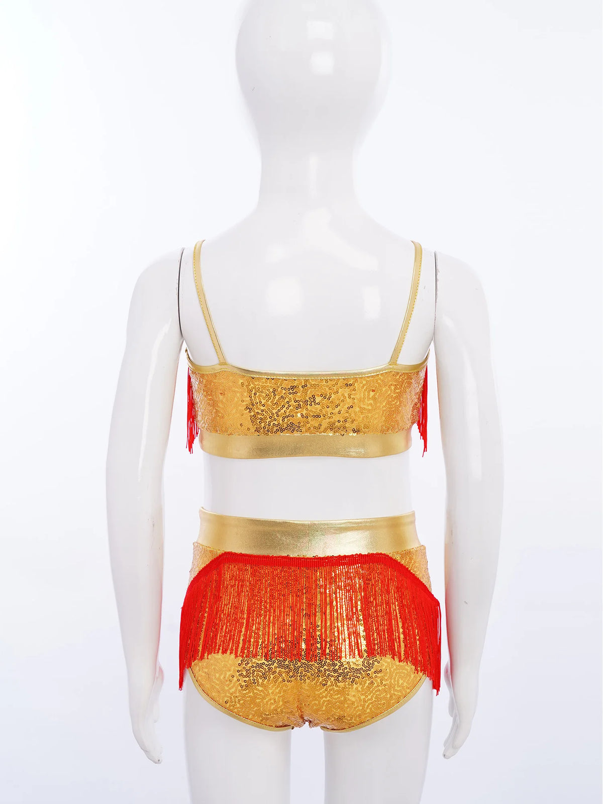 Girls fringe top and skirt Latin dance set