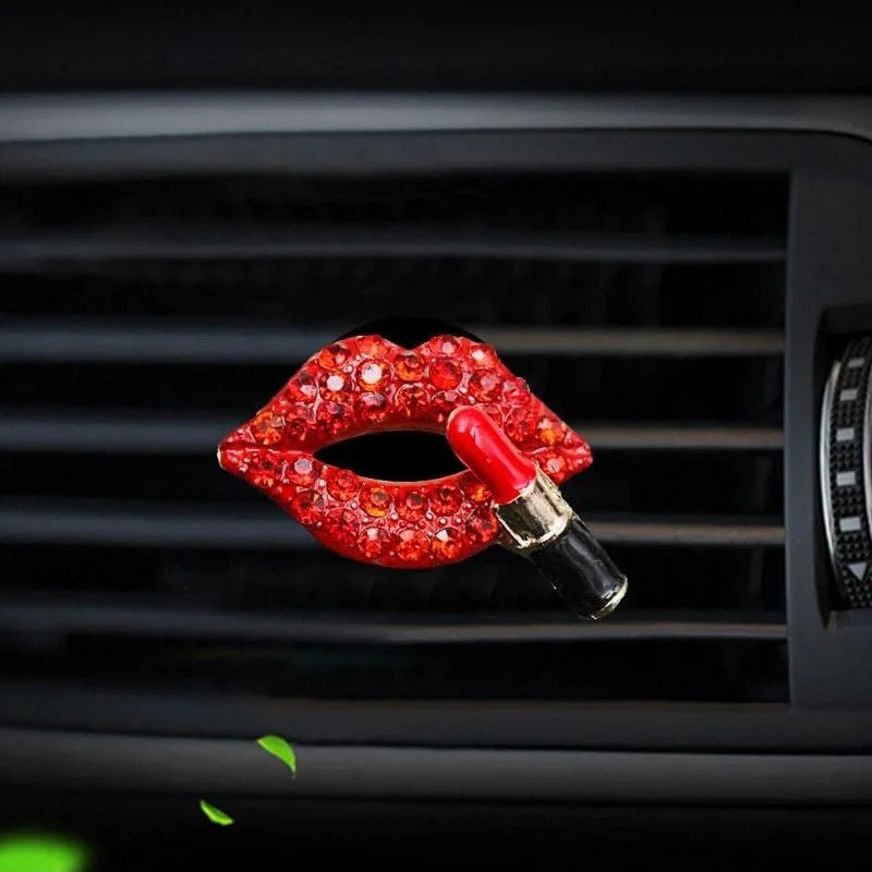 1PC Bling Lip Air Vent Clips Rhinestone Lipstick Car Air Freshener Clip Crystal Car Air Outlet Decorations Charm Car Inter Decor