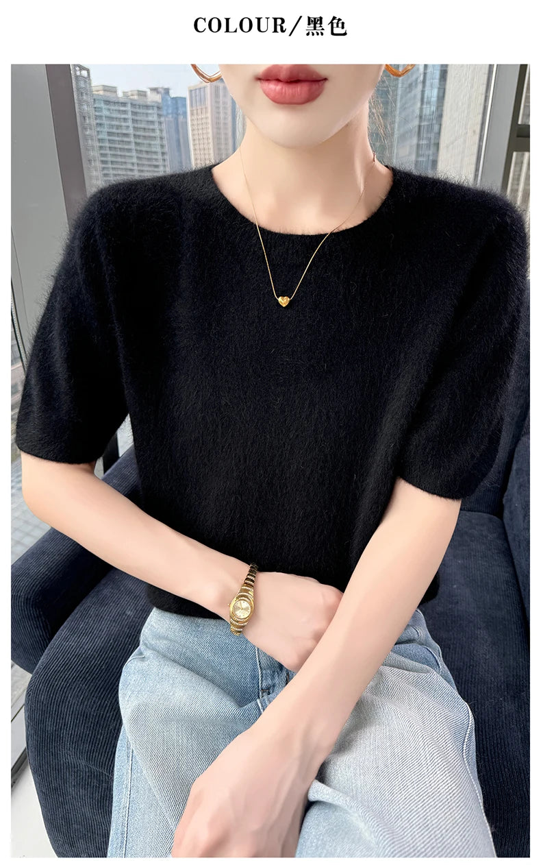 Women's Short Sleeve Knit Sweater Top