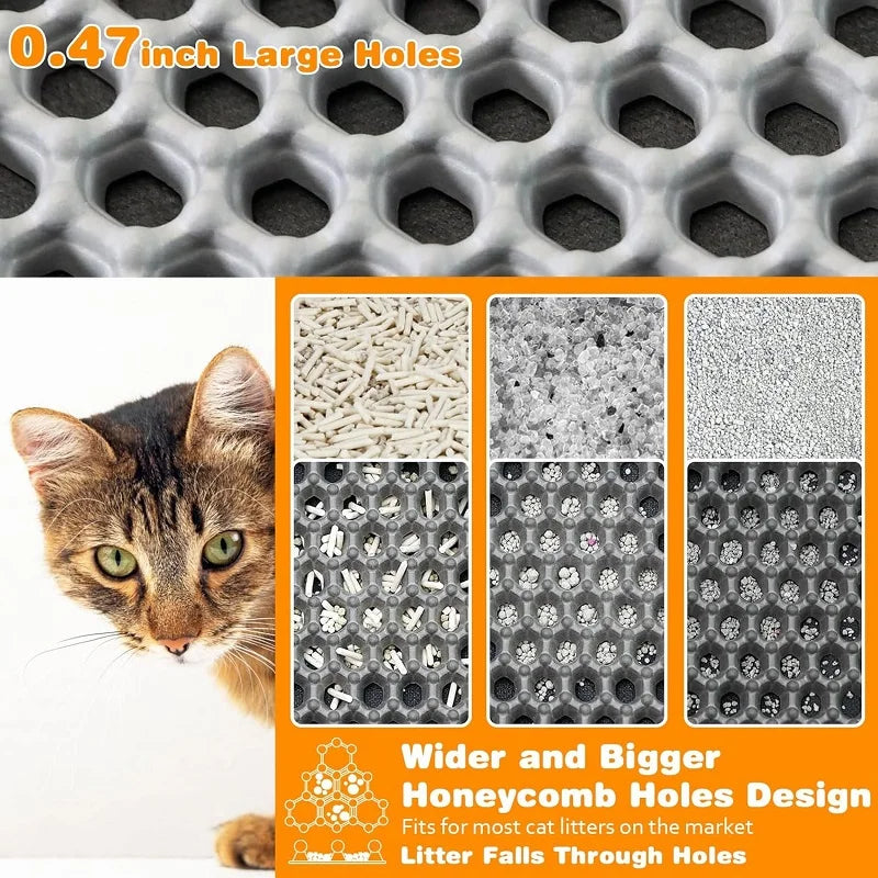 Large Waterproof Cat Litter Trapping Mat – Non-Slip Double Layer Litter Box Pad | 4 Sizes (Black, Grey, Khaki)