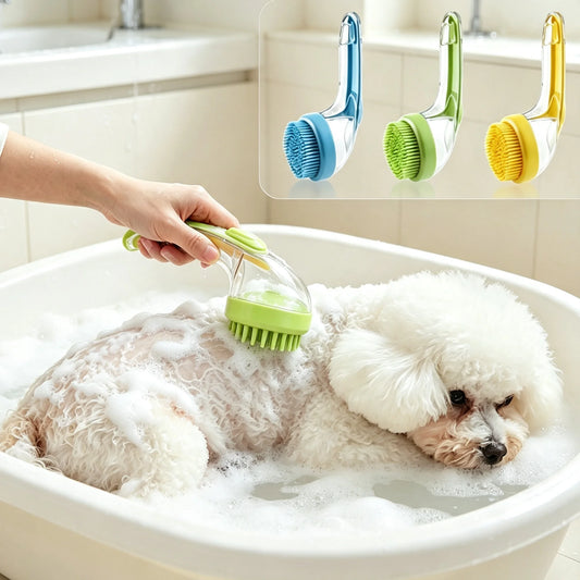 Pet Bath Scrub Brush - Soft Bristle Washing Tool for Small Pets
