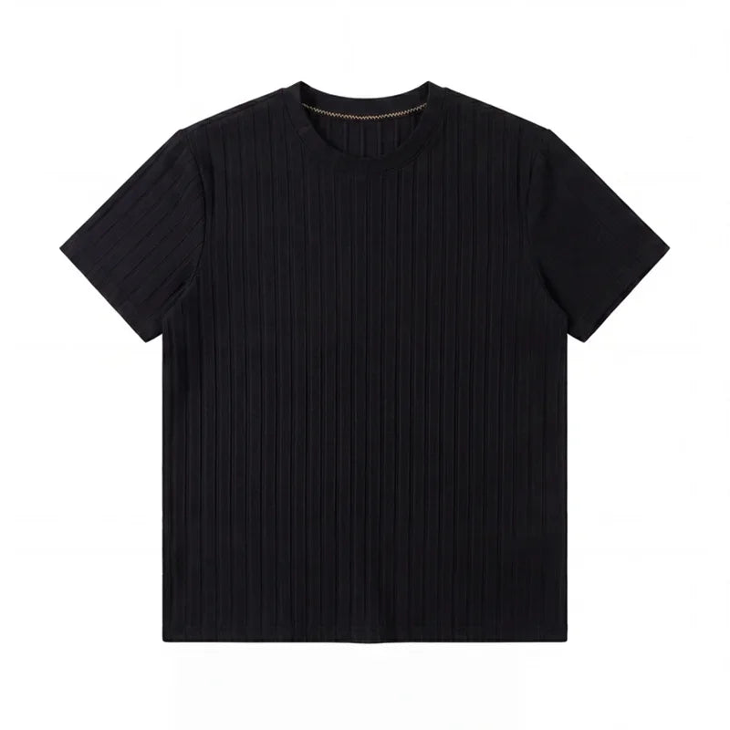 Men's Ribbed Tee - Short Sleeve, Breathable Comfortable Fit