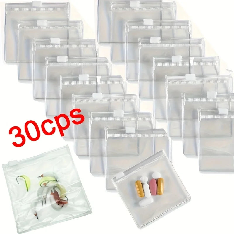 3/15/30Pcs Clear Eva Zipper Pill Bag Medicine Soft Plastic Trinkets Jewelry Storage Bag Waterproof Plastic Zipper Bag