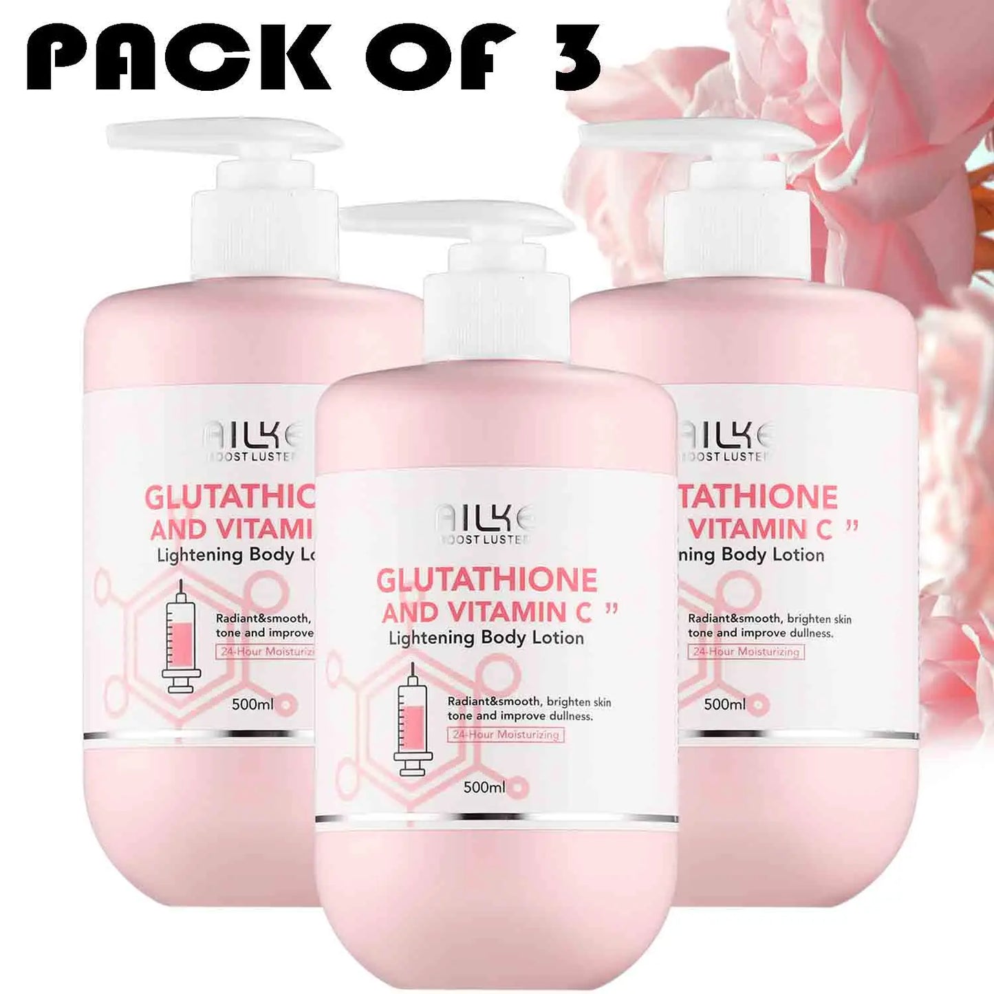AILKE Glutathione & Vitamin C Brightening Skincare Kit – Whitening Body Lotion, Cream, Serum, Soap & Spa Oil Set