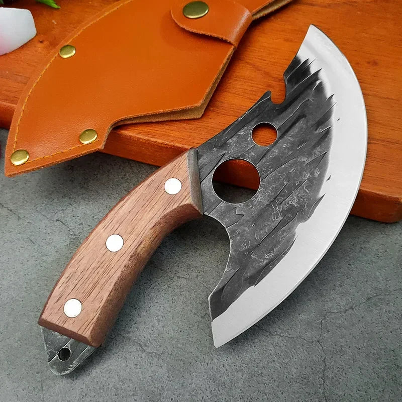 Multifunctional Knife Forged Kitchen Knife Stainless Steel Meat Cleaver Boning Knife with Bottle Opener Pocket With Knife Cover