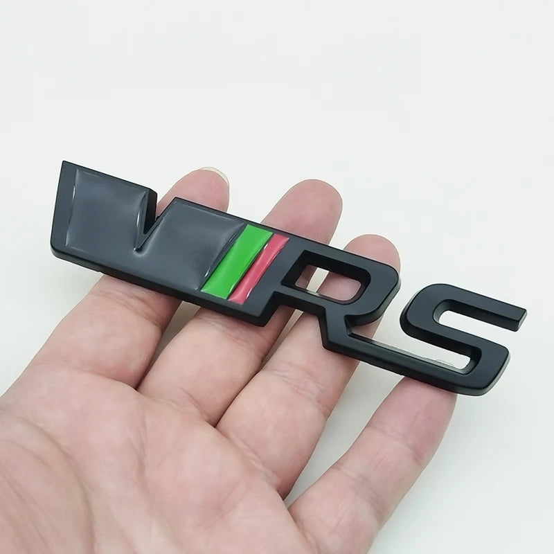 3d Metal RS Logo VRS Car Front Grill Emblem Rear Trunk Badge for Skoda VRS Octavia 1 2 3 Rapid Kodiaq Karoq Fabia Kamiq Superb