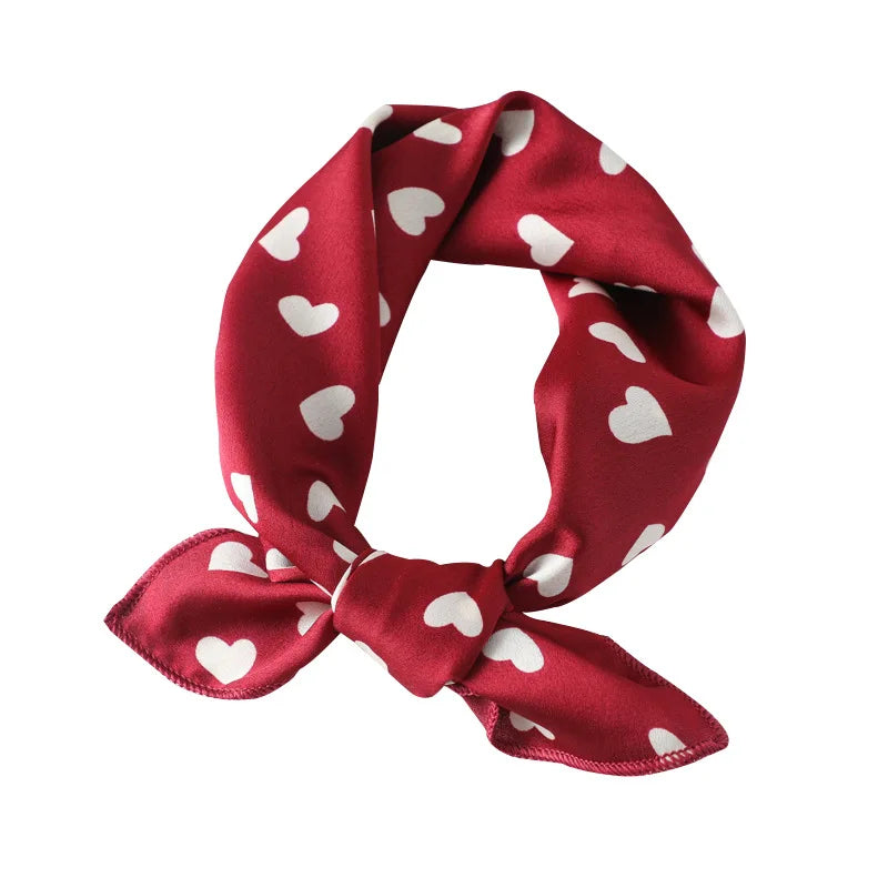 Women's Small Square Neckerchief - 50cm Retro Print Hair Scarf
