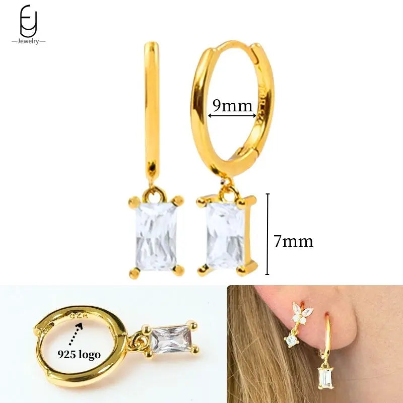925 Sterling Silver Crystal Drop Earrings for Women - Heart & Flower Studs