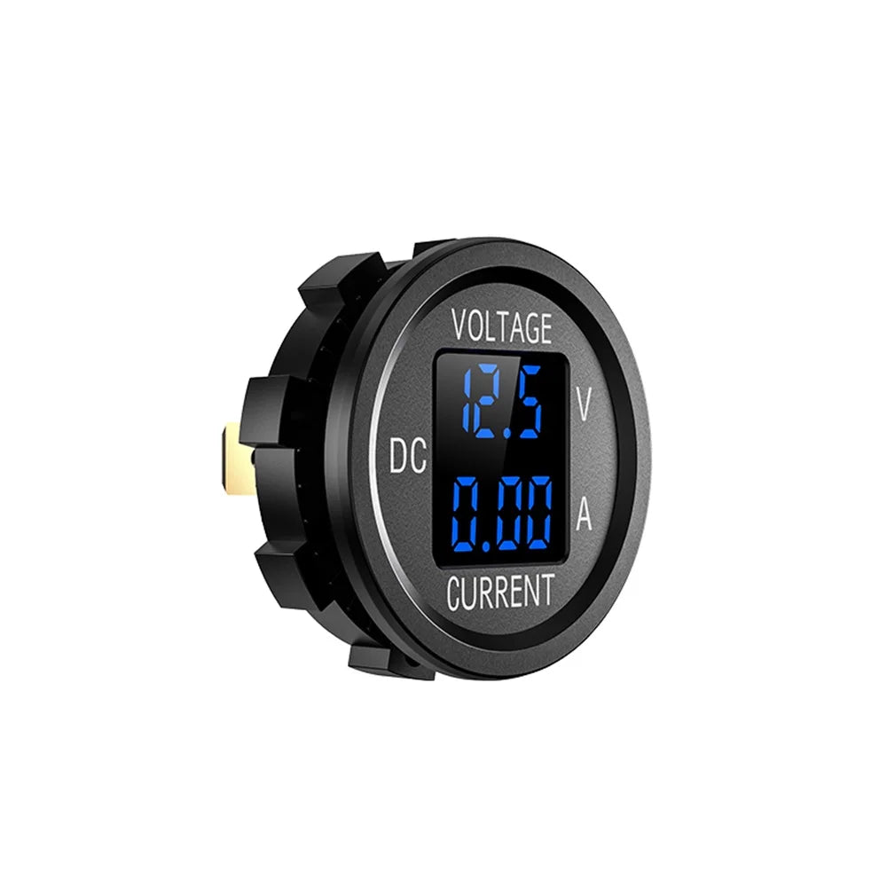DC 5-48V Car Motorcycle Voltmeter Ammeter Mini Digital Waterproof LED Panel Tester Display Round Volt Meter Gauge For 12V Truck