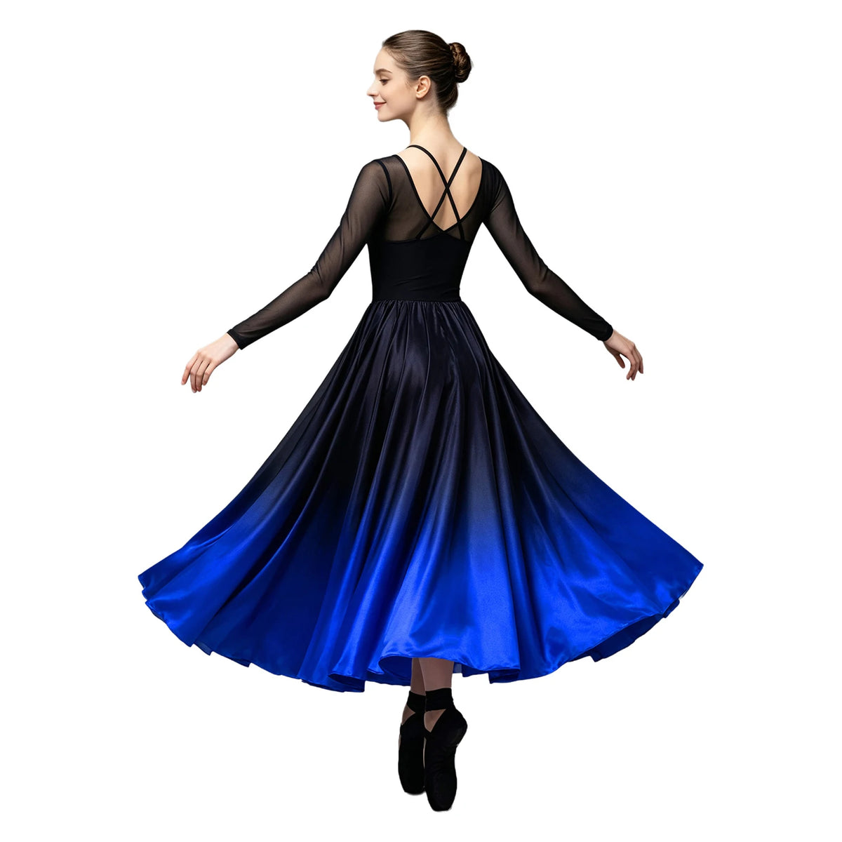 Women's big swing gradient satin dance dress