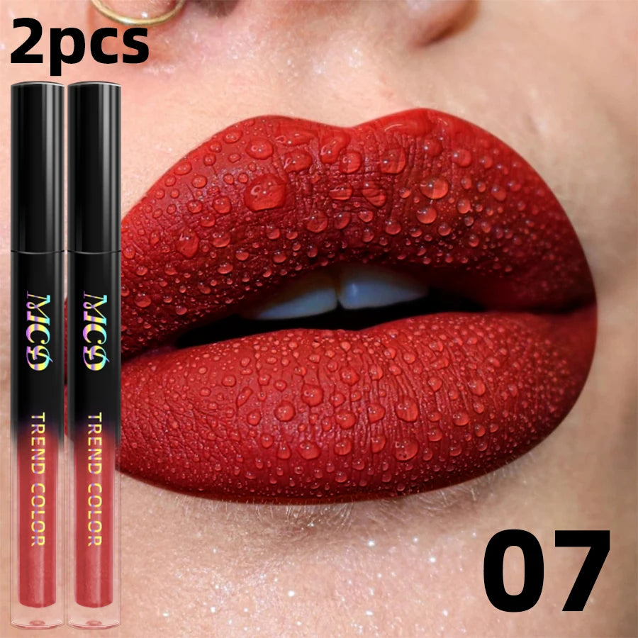 19 Colors Matte Velvet Lip Gloss Waterproof Liquid Lipstick Nude Black Lips Tint Makeup Lip Glaze Cosmetics Red Lip Stain Beauty