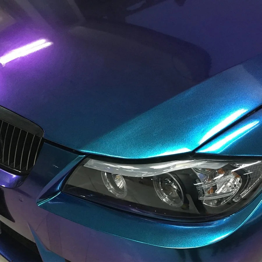 30 X 100CM Chameleon Vinyl Wrap Matte Metallic Vehicle Film Purple to Blue Stretchable Air Release DIY Decals (Purple to Blue)