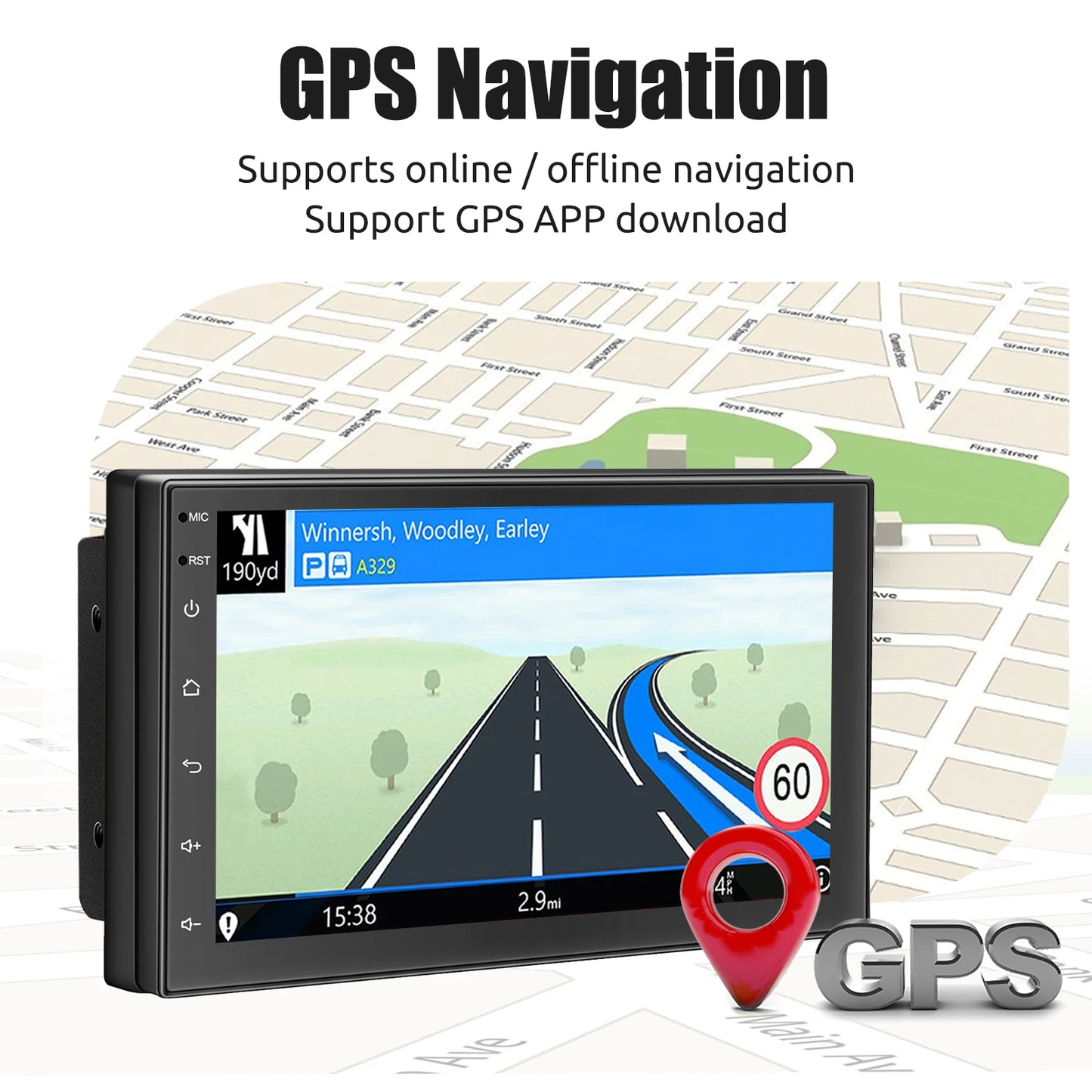 7"/9"/10“ 2 DIN Android 15 4+64G Car Stereo Multimedia Player Universal Carplay Android Auto GPS Navigation FM Radio Touchscreen
