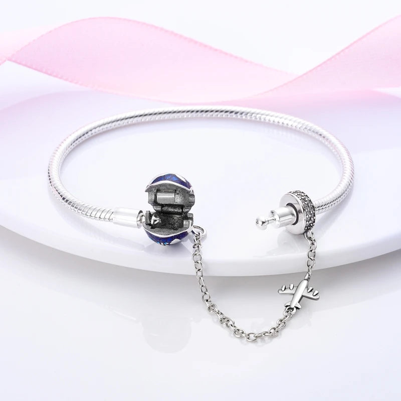 925 Sterling Silver Charm Bracelet – Star Moon Sun Four Leaf Clover Zircon | DIY Birthday Gift for Women (17-20cm)