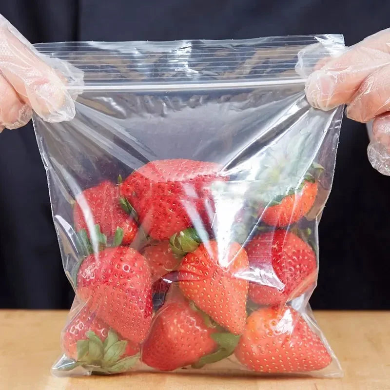100/300PCS Transparent Zip Bags Food Jewelry Vacuum Storage Bag Plastic Thicken Reclosable Poly Bag Kitchen Organization Package