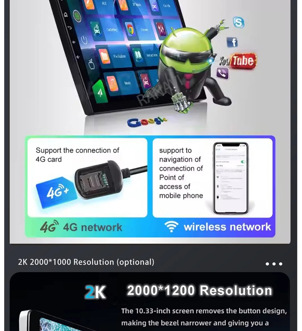 Android Car Stereo with CarPlay & Android Auto (QLED) — Chevrolet Silverado & GMC Sierra (2014–2018)