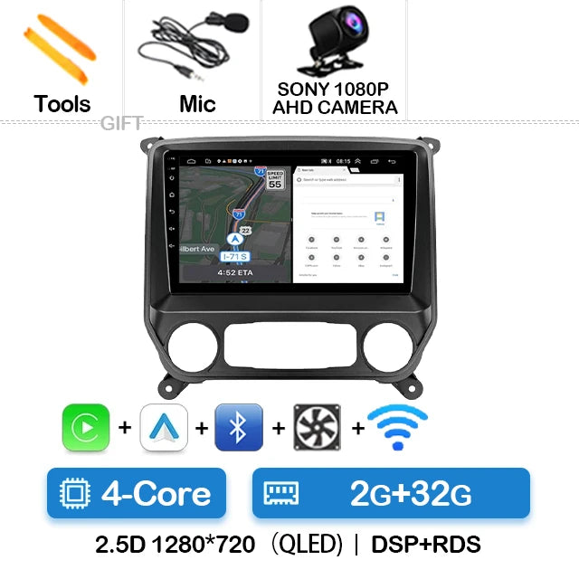 Car Radio Android 15 For Chevrolet Silverado GMC Sierra 2014 2015 2016 2017 2018 5G WIFI Viedo Player DSP Wireless RDS QLED IPS