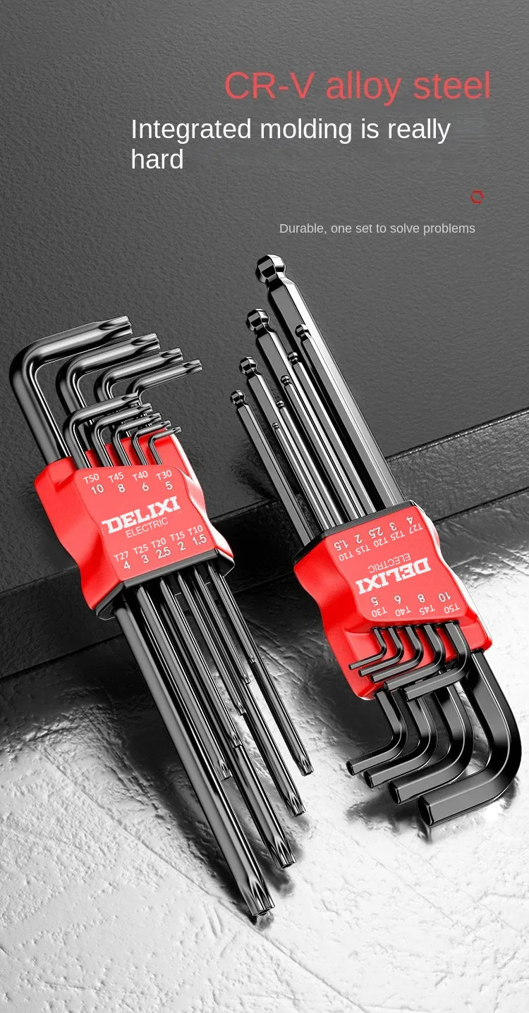 DELIXI ELECTRIC Allen Key Set，Allen Hex Wrench Screwdriver Set With Sleev Universal Torque Long Metric,for Motorcycles, Bicycles