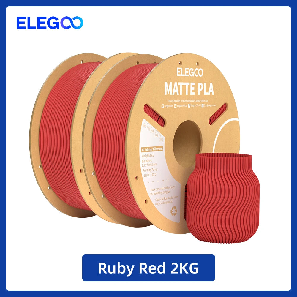 ELEGOO Matte PLA Filament 1KG,1.75mm FDM 3D Printer Filament Dimensional Accuracy +/- 0.02mm, 1kg Carboard Spool (2.2lbs)
